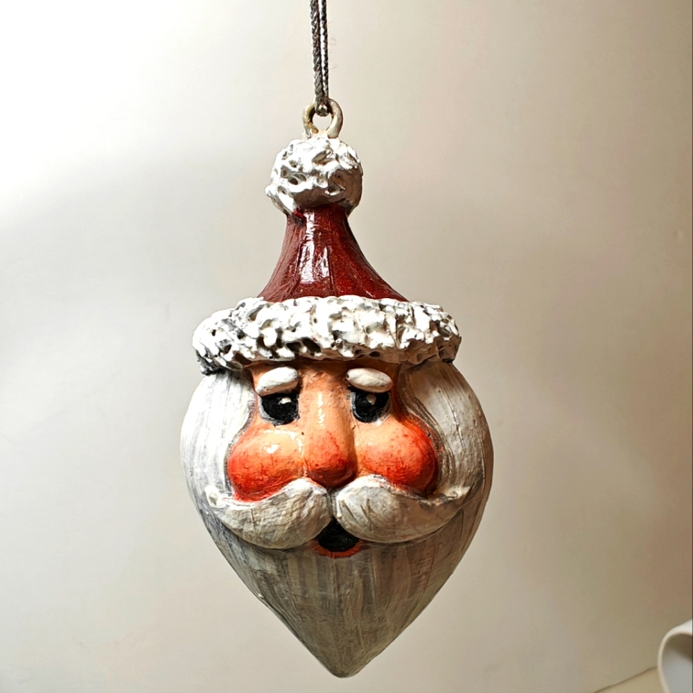 Adorable Christmas Santa Claus Resin Hand Painted Ornament